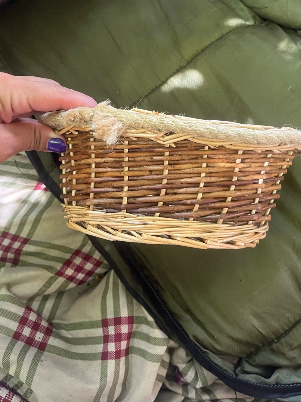 Woven Straw Basket Handbag in Natural Brown